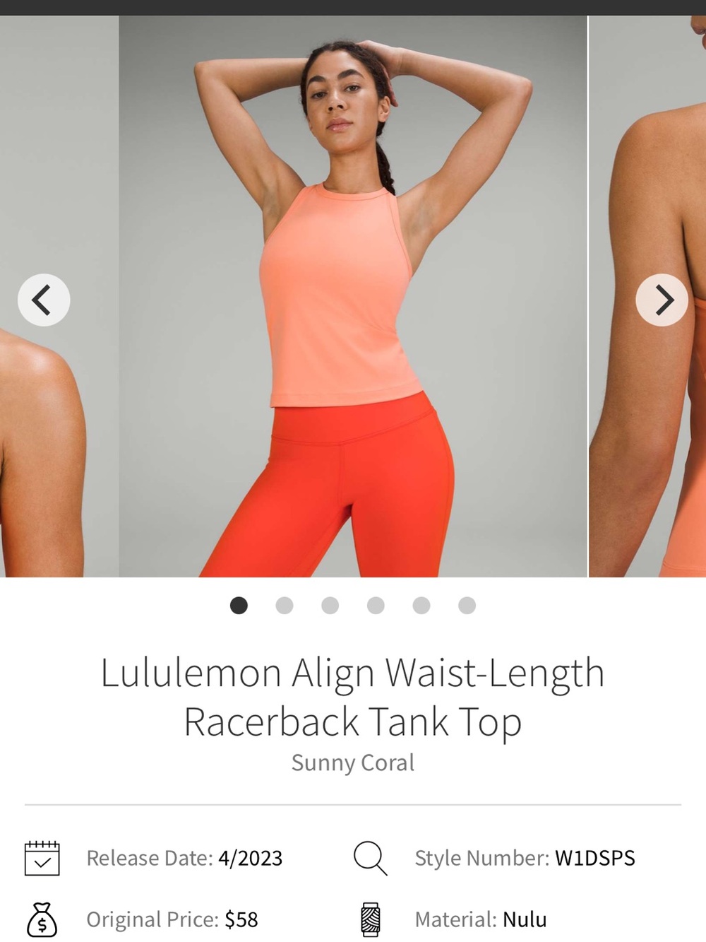 Women’s lululemon razor back Tank - Coral Peach